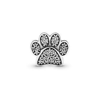 Pandora Paw silver charm with cubic zirconia