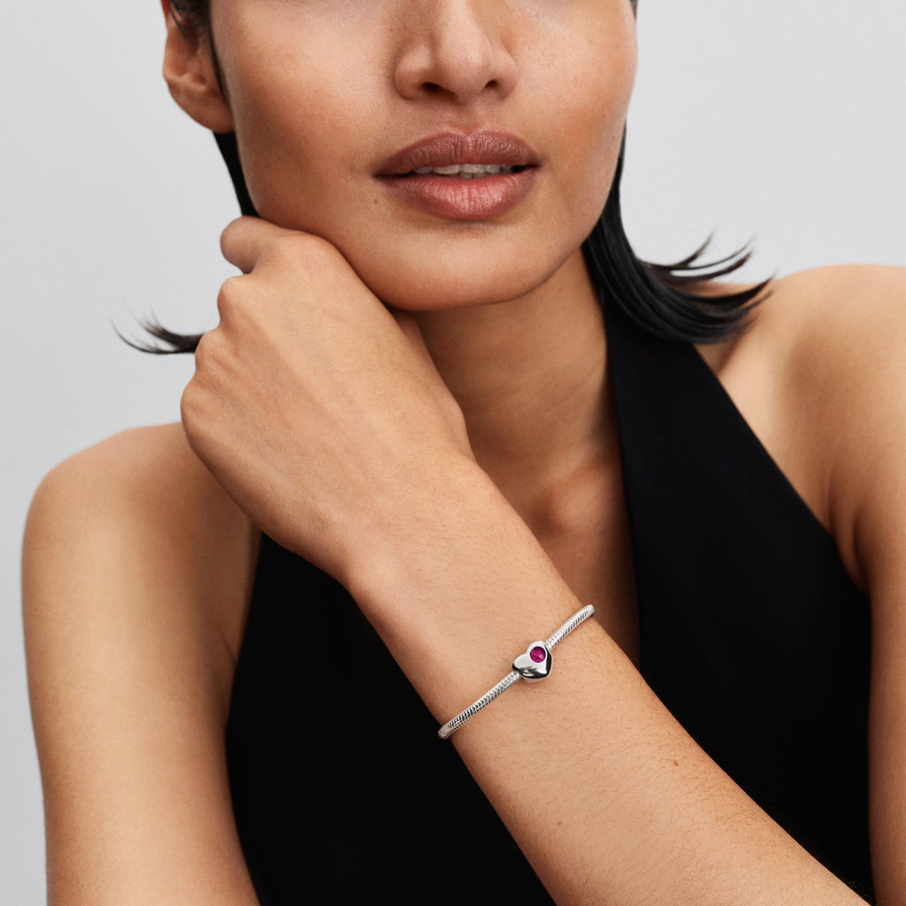 Pandora Engravable True Red Stone Heart Charm