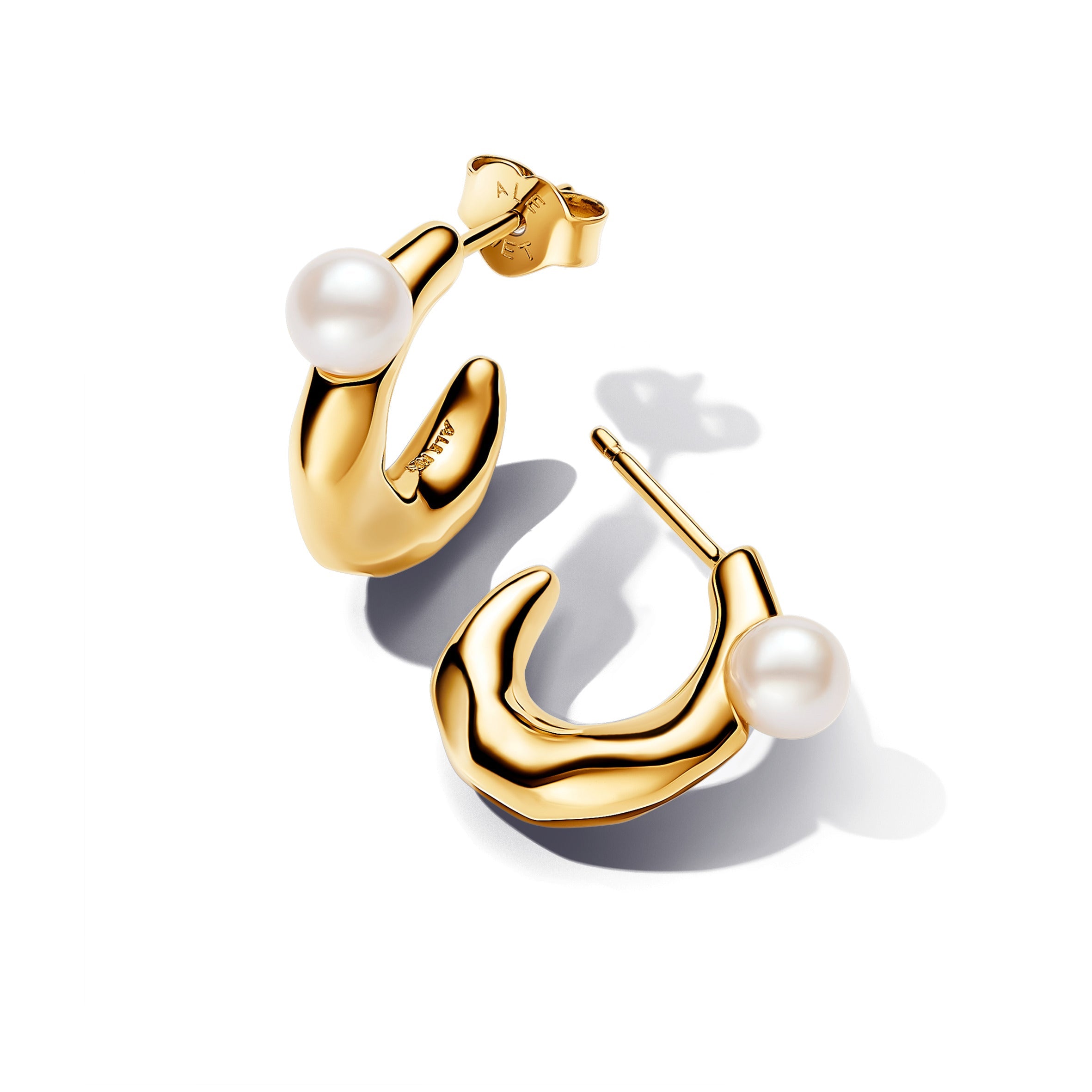 Pandora Treated Freshwater Pearl & Organically Shaped Hoop Earrings