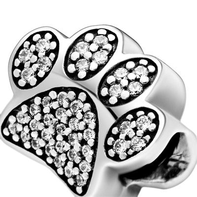 Pandora Paw silver charm with cubic zirconia