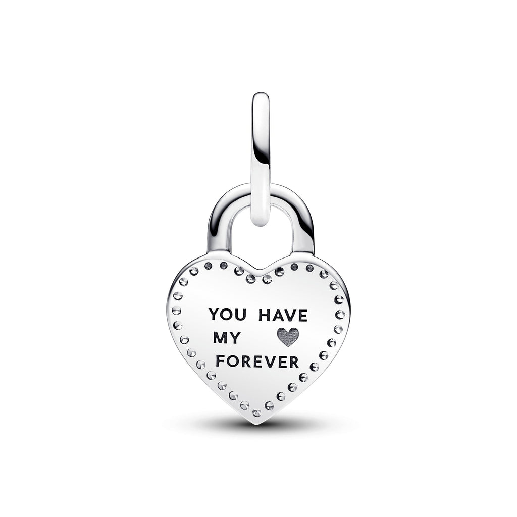 Pandora Two-Tone Twistable Heart Padlock Double Dangle Charm