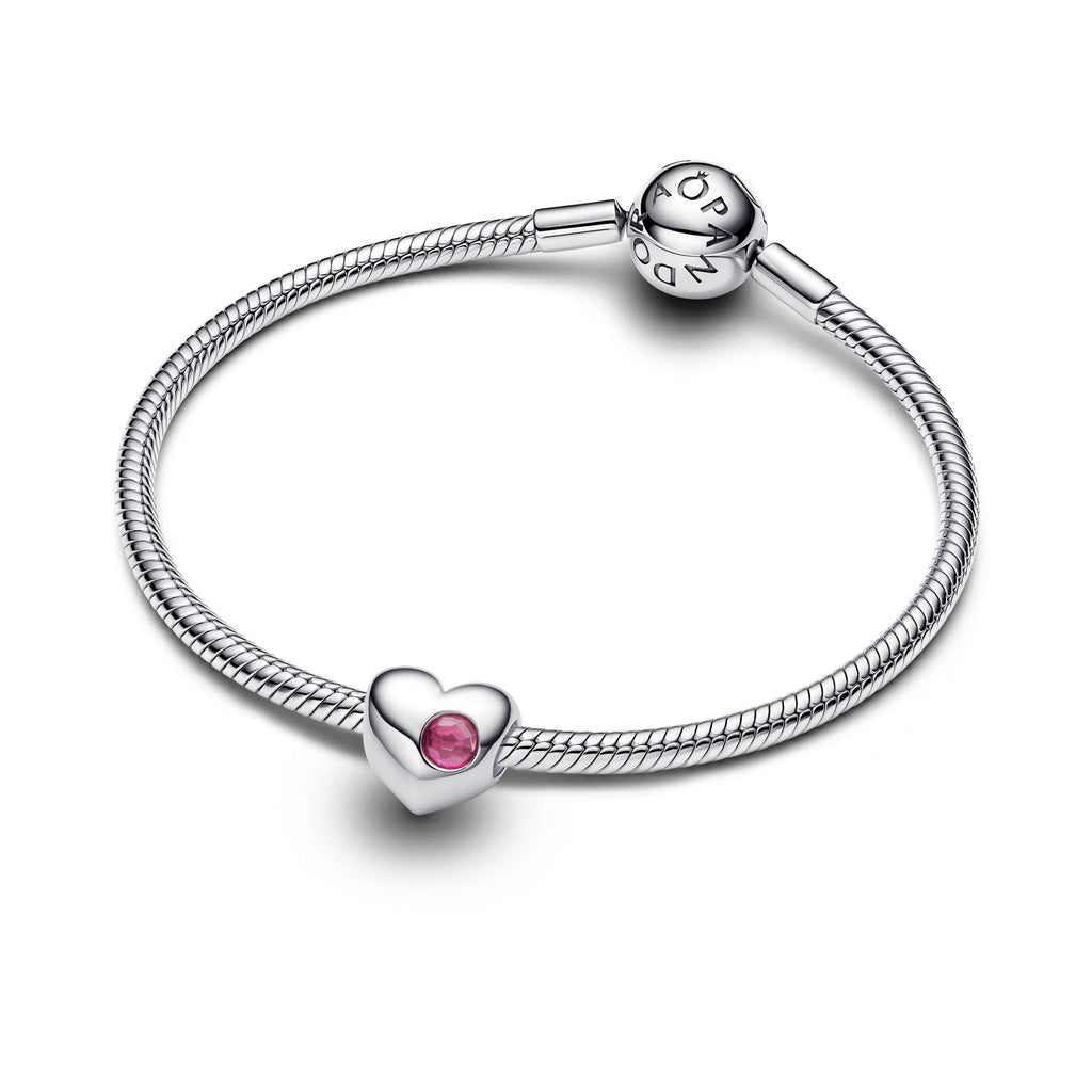 Pandora Engravable Pink Stone Heart Charm