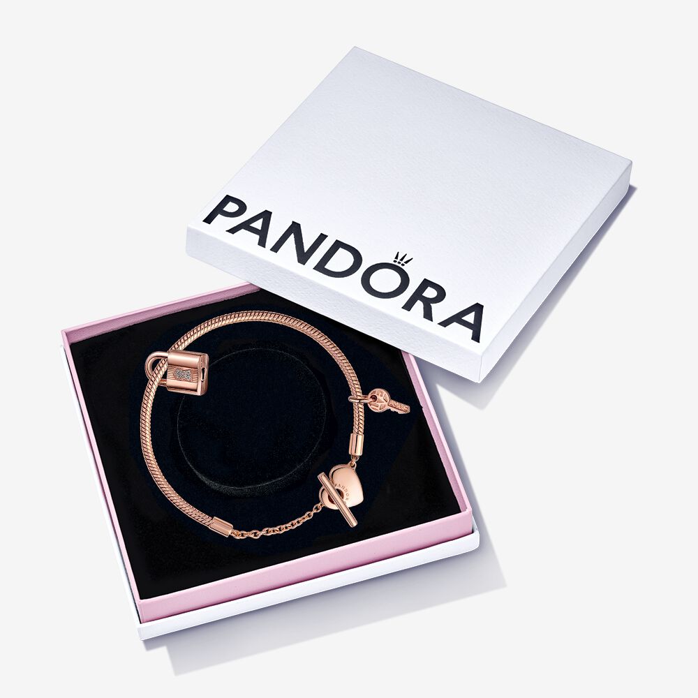 Pandora 14k Rose gold-plated Bracelet and Lock Gift Set