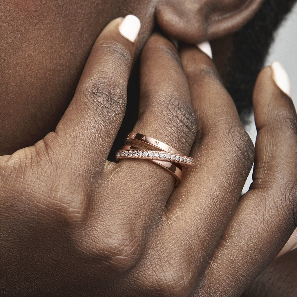 Pandora Crossover Pave Triple Band Ring
