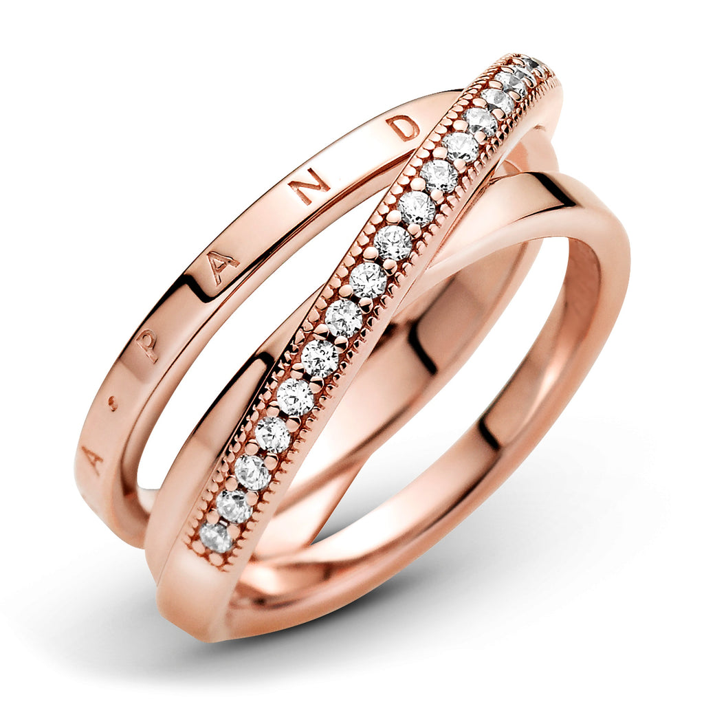 Pandora Crossover Pave Triple Band Ring