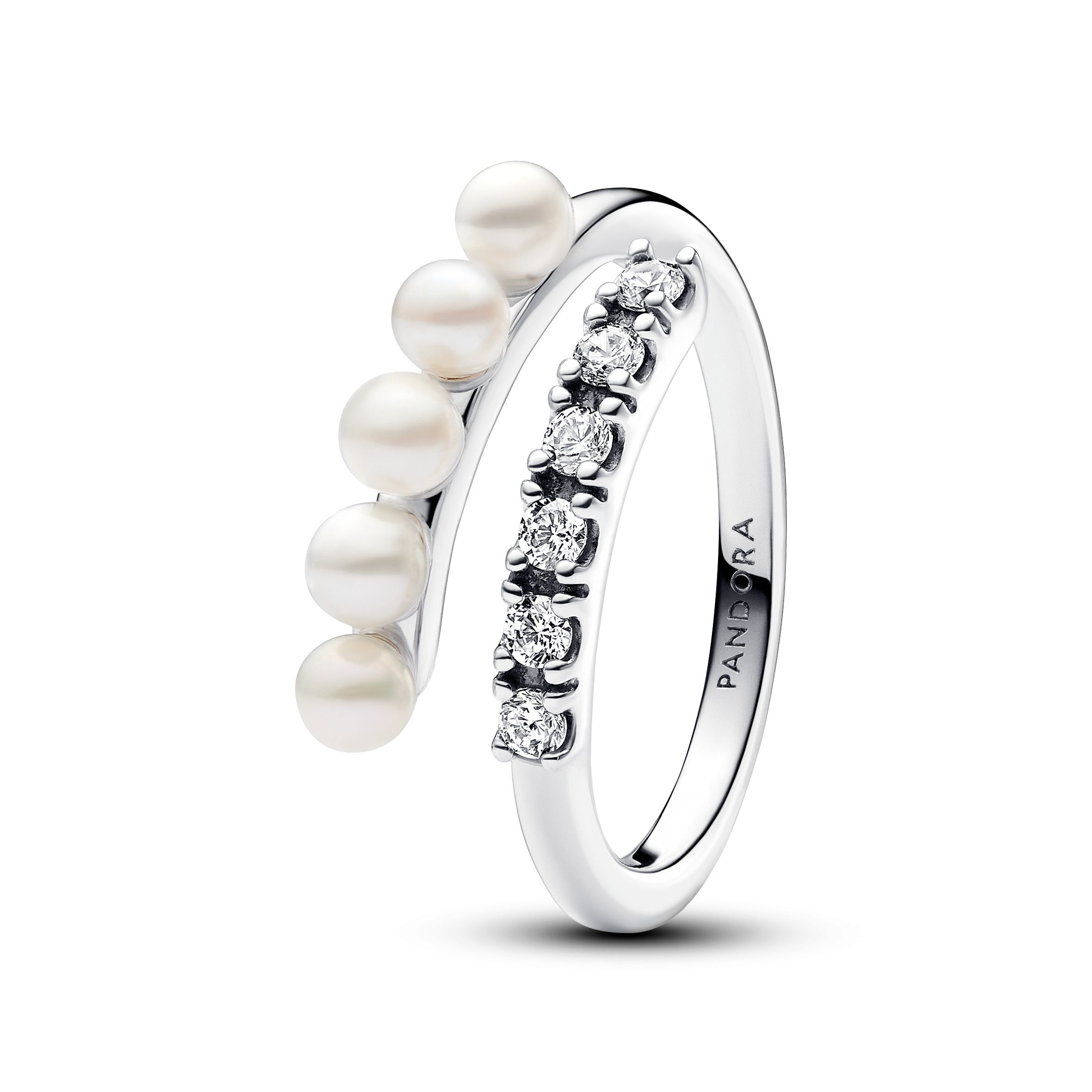 Pandora Treated Freshwater Pearls & Pave Open Ring
