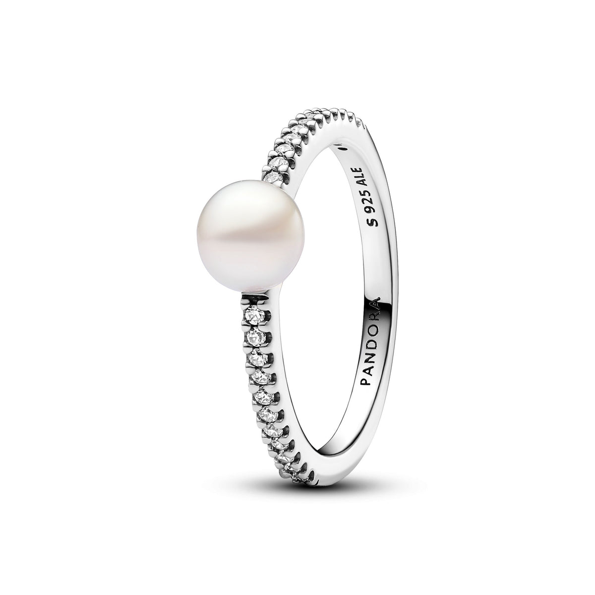 Pandora Treated Freshwater Pearl & Pave Ring