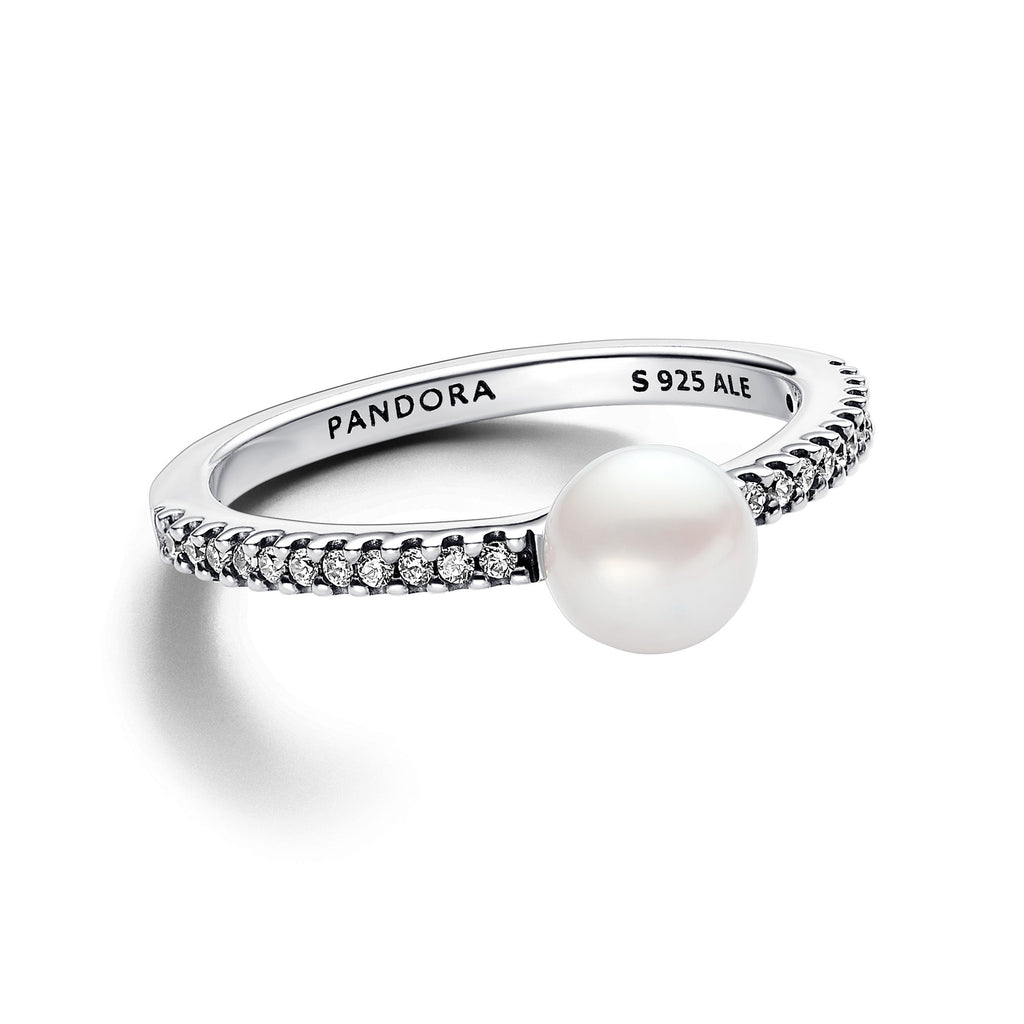Pandora Treated Freshwater Pearl & Pave Ring