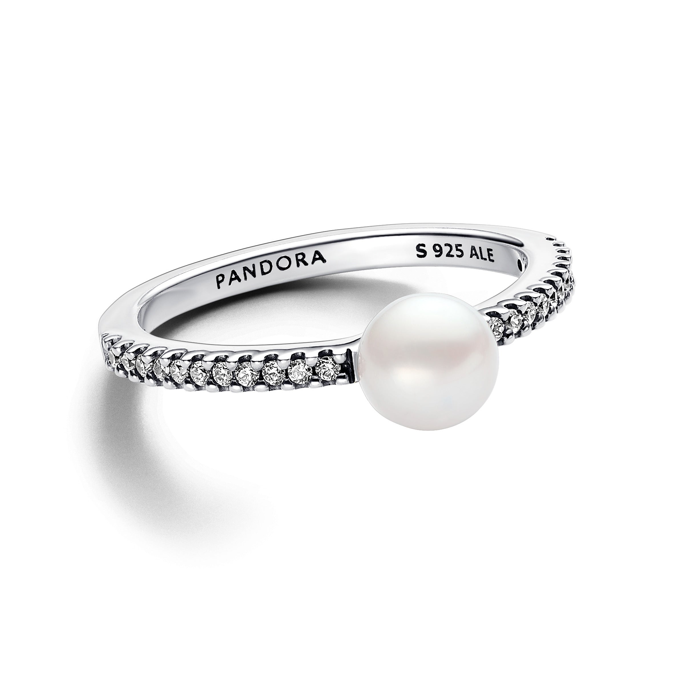 Pandora Treated Freshwater Pearl & Pave Ring