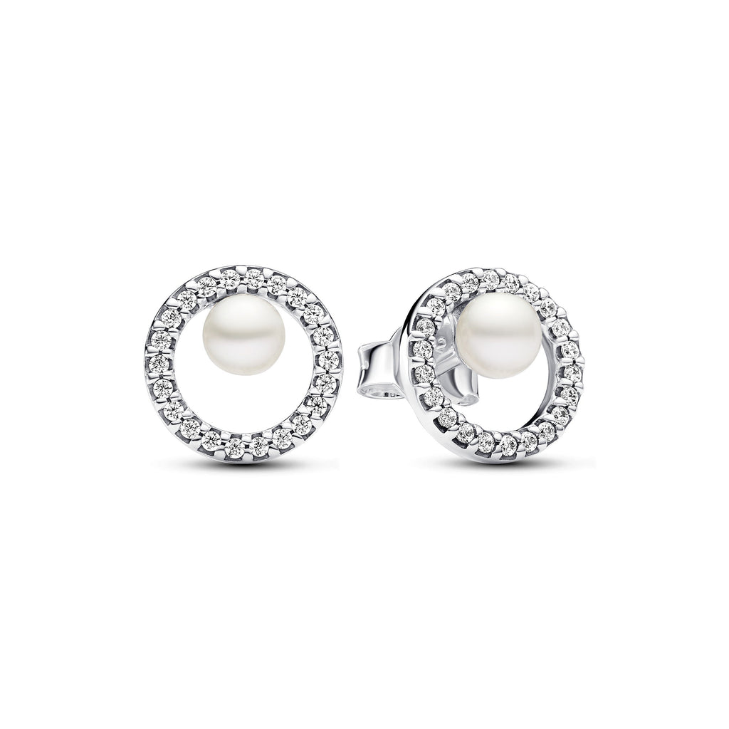 Pandora Treated Freshwater Pearl & Pave Halo Stud Earrings