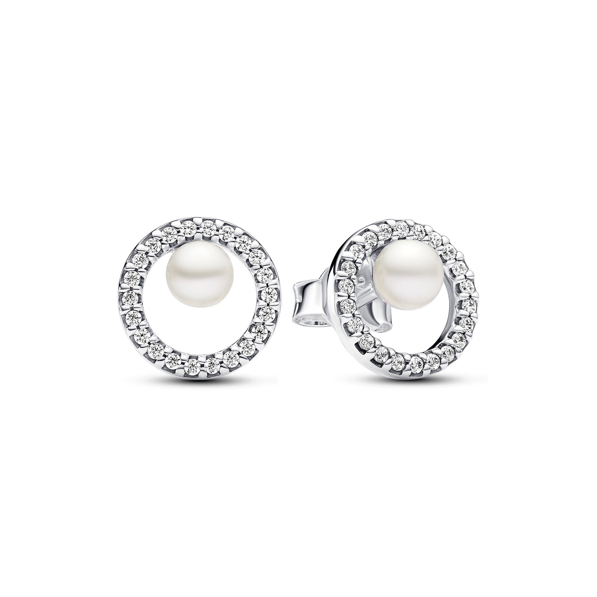 Pandora Treated Freshwater Pearl & Pave Halo Stud Earrings