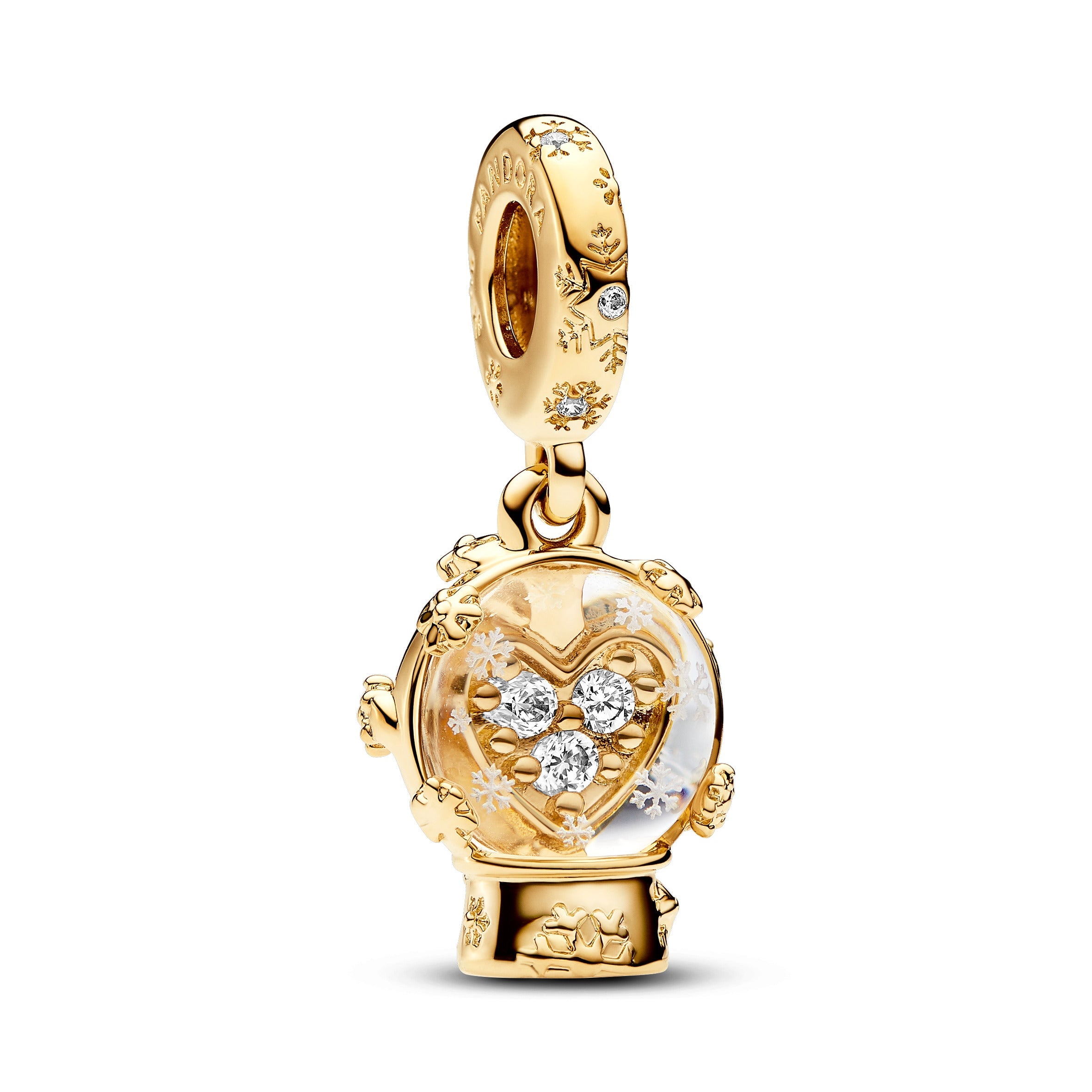 Pandora Heart Snowflake Snow Globe Dangle Charm