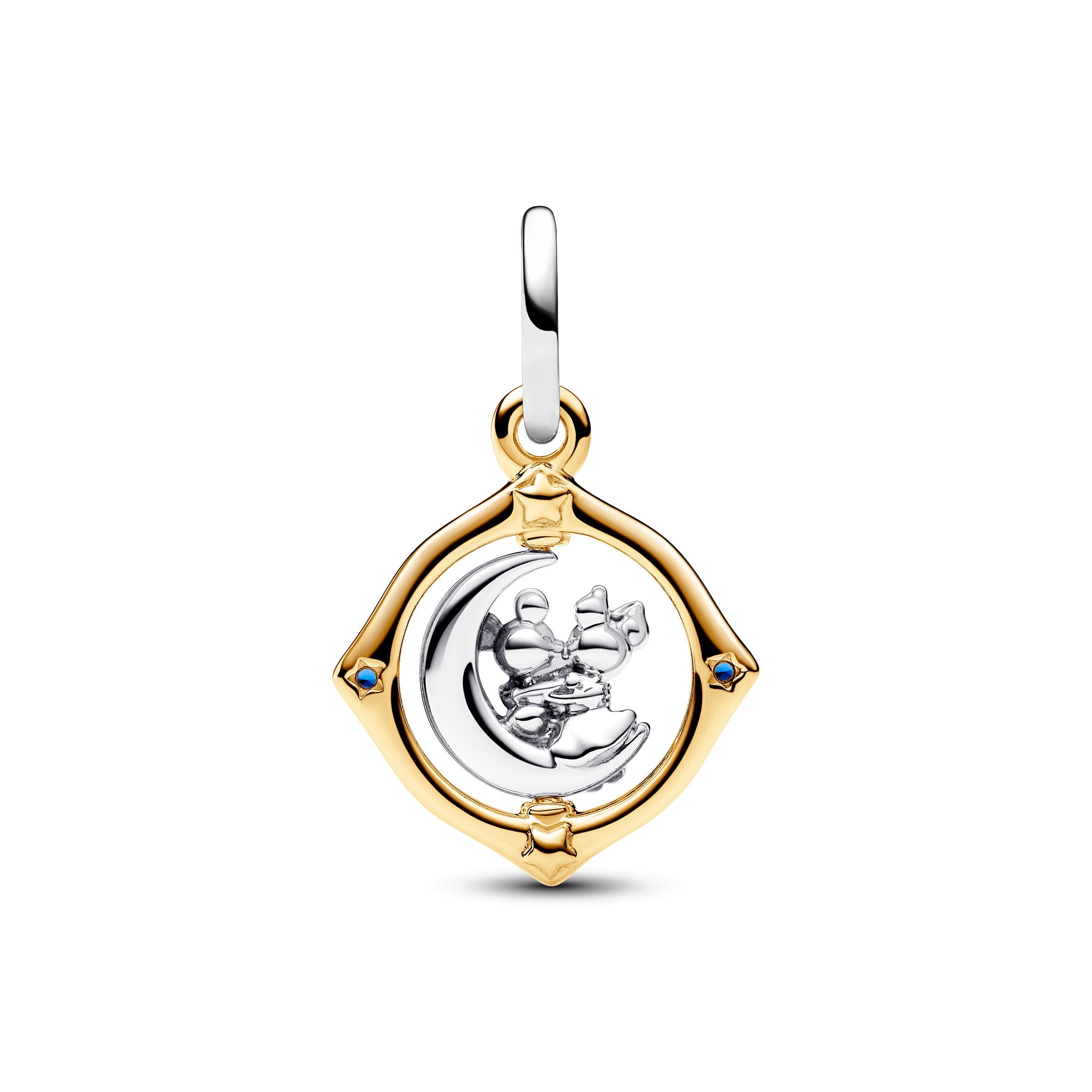 Pandora Disney Mickey Mouse & Minnie Mouse Two-Tone Spinning Moon Dangle Charm