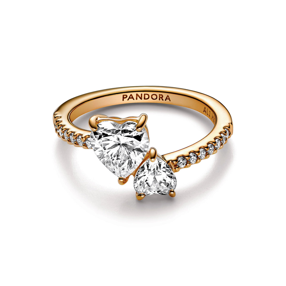 Pandora Double Heart Sparkling Ring