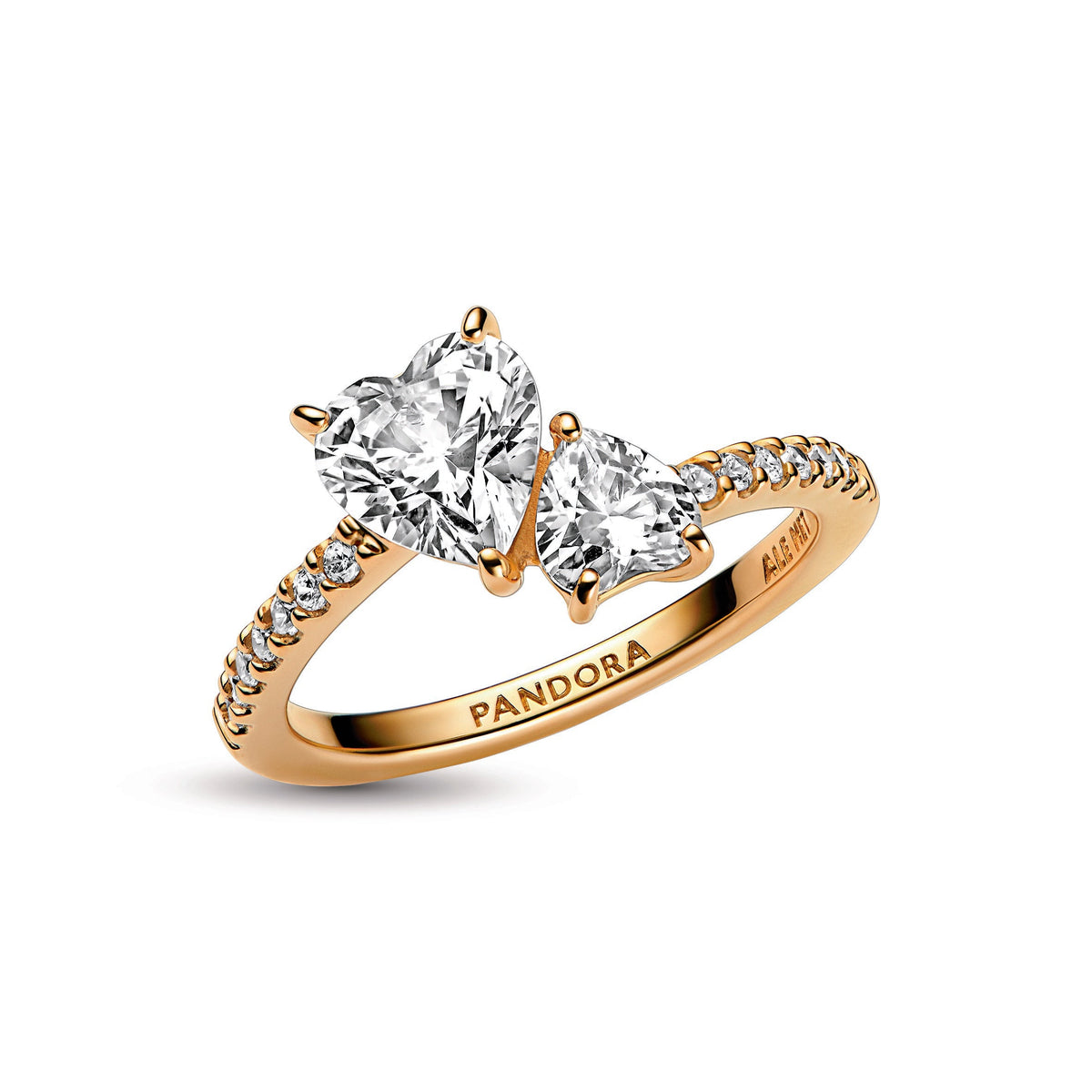 Pandora Double Heart Sparkling Ring