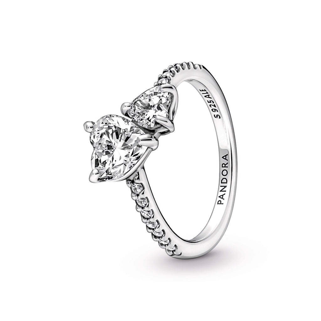 Pandora Double Heart Sparkling Ring