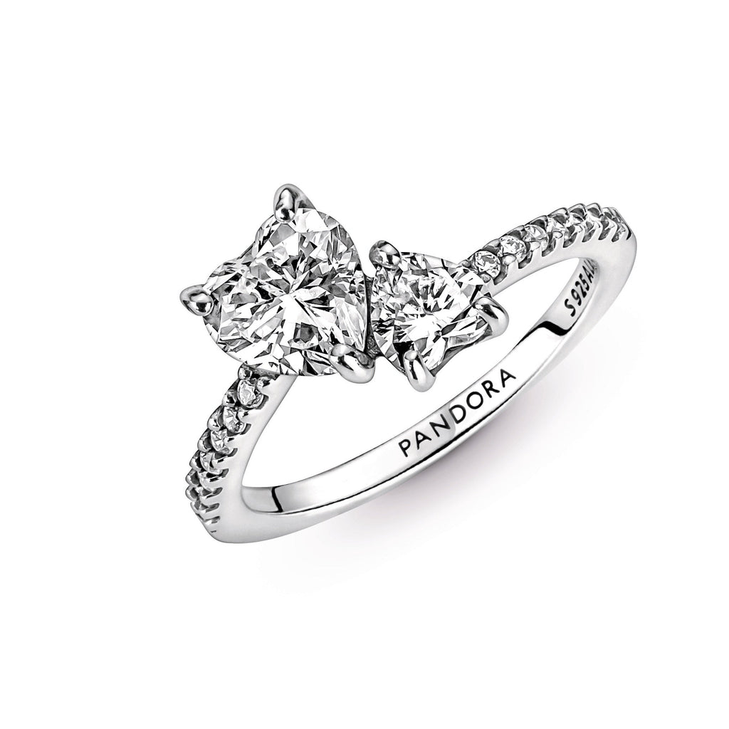 Pandora Double Heart Sparkling Ring