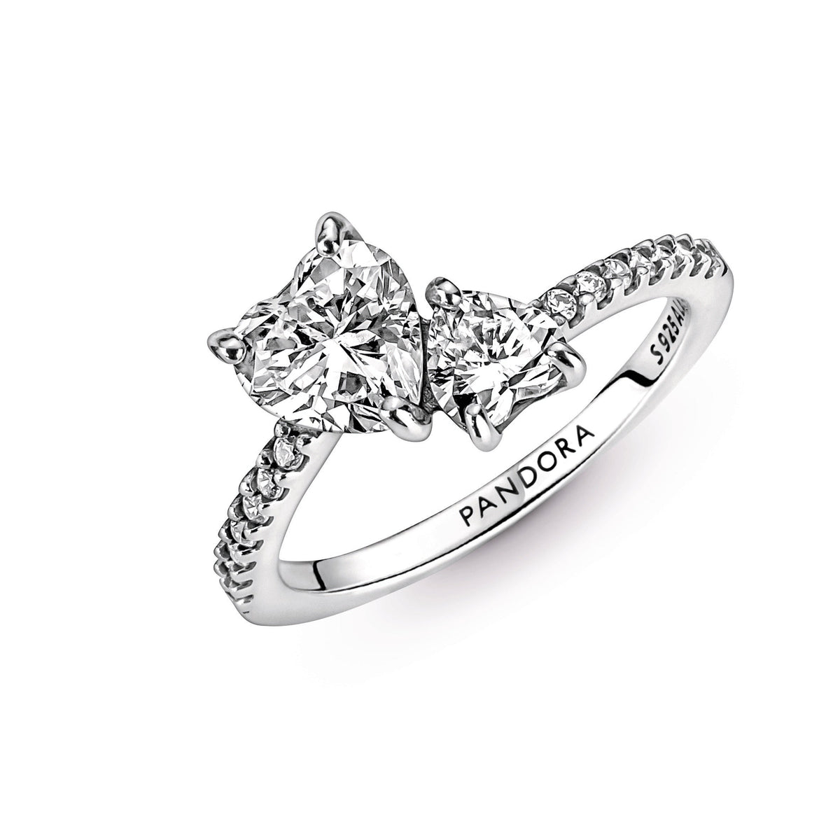 Pandora Double Heart Sparkling Ring
