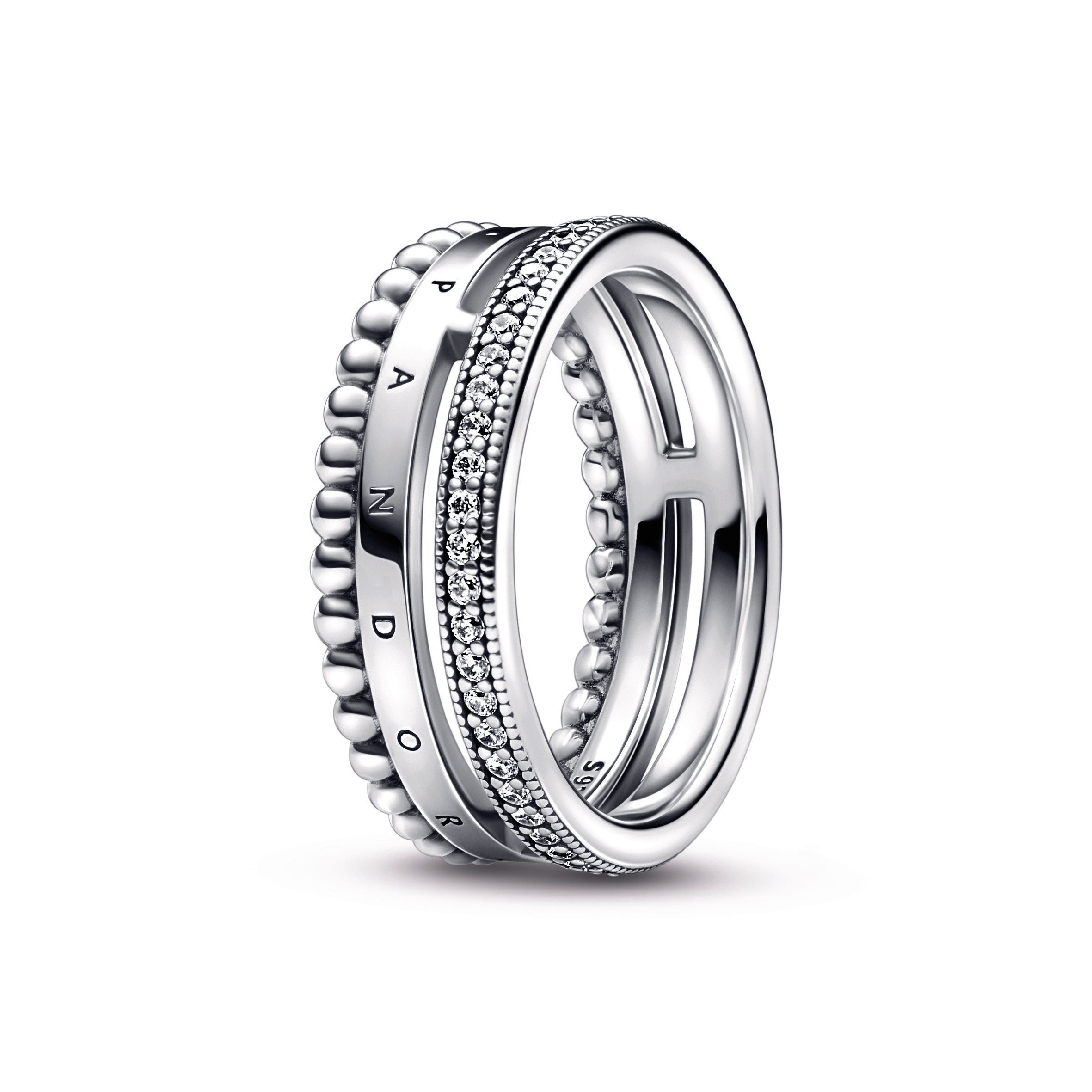 Pandora Signature Logo Pave & Beads Ring