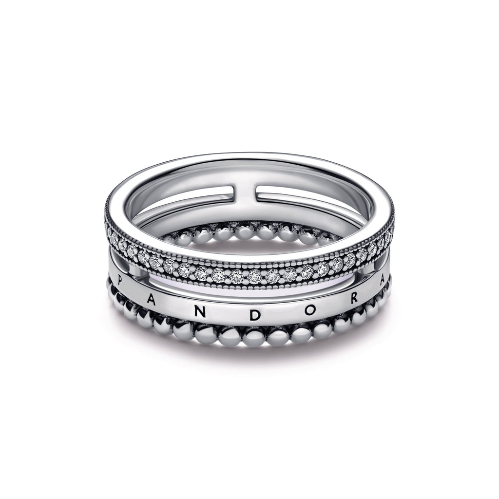Pandora Signature Logo Pave & Beads Ring