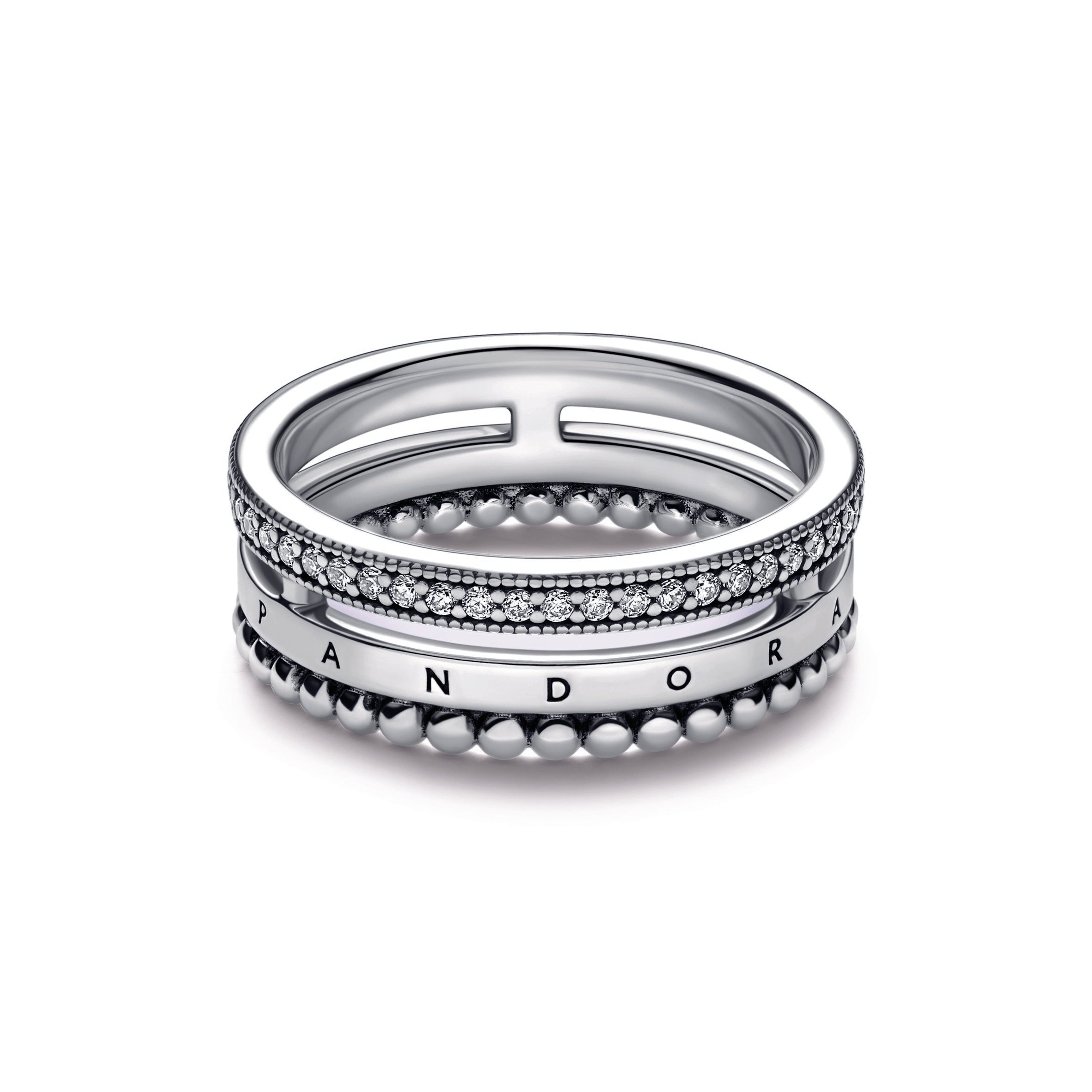 Pandora Signature Logo Pave & Beads Ring