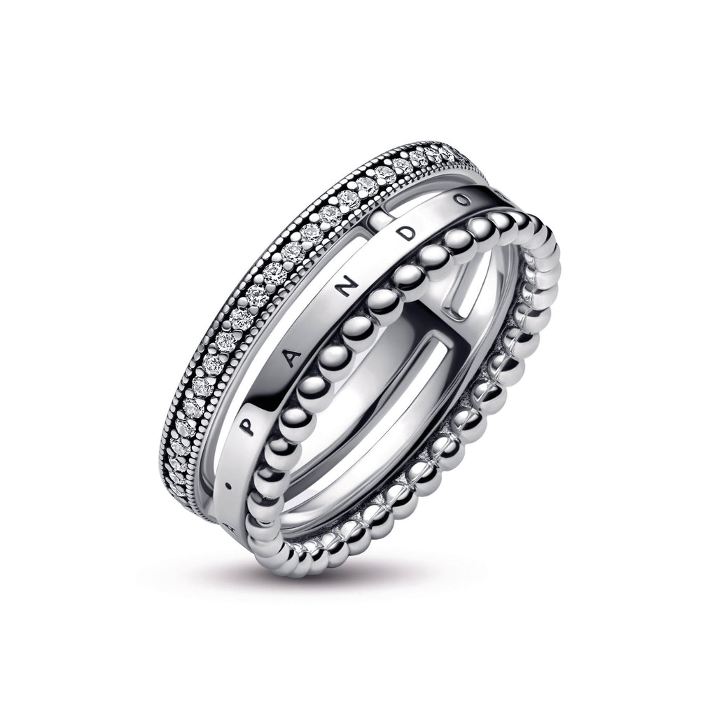 Pandora Signature Logo Pave & Beads Ring