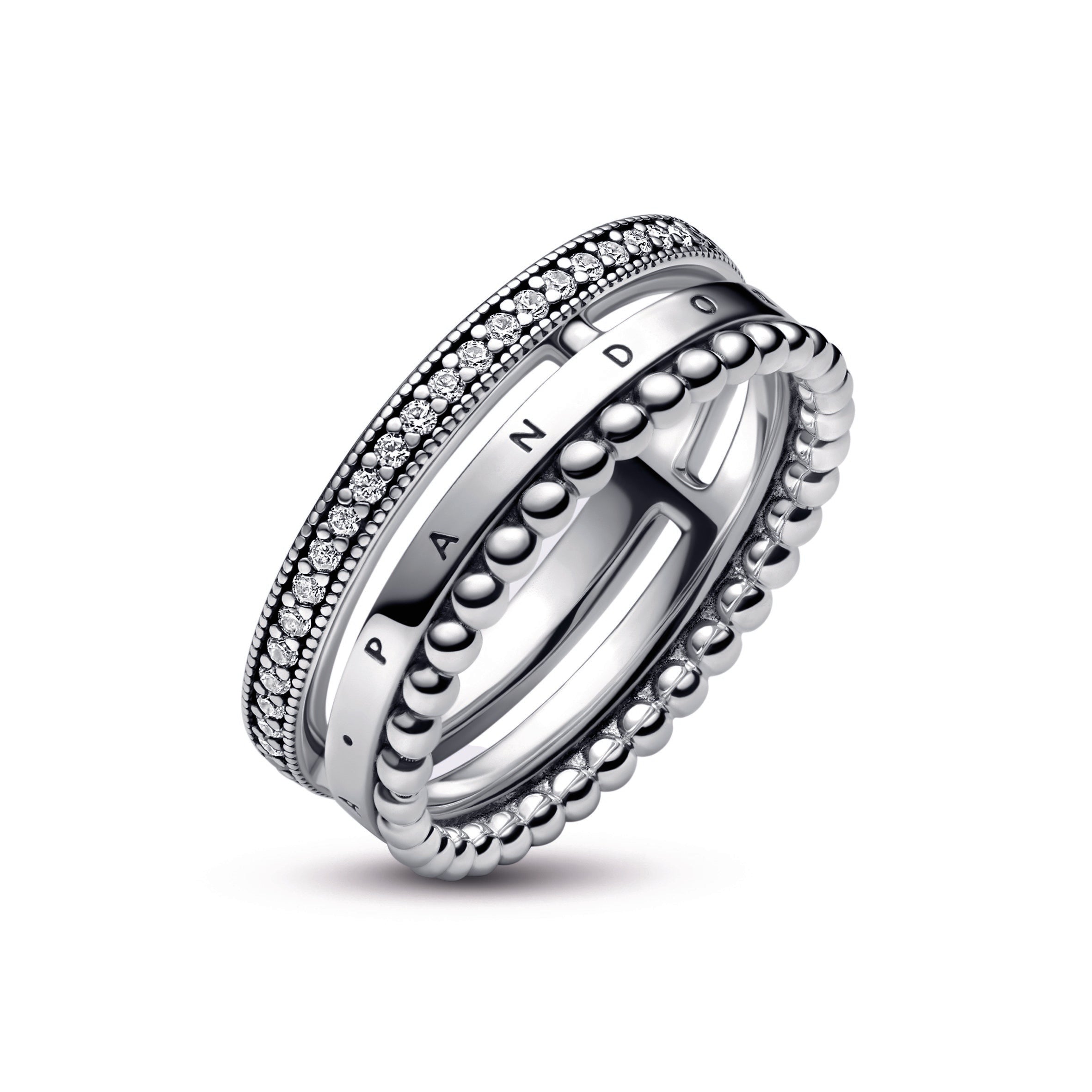 Pandora Signature Logo Pave & Beads Ring