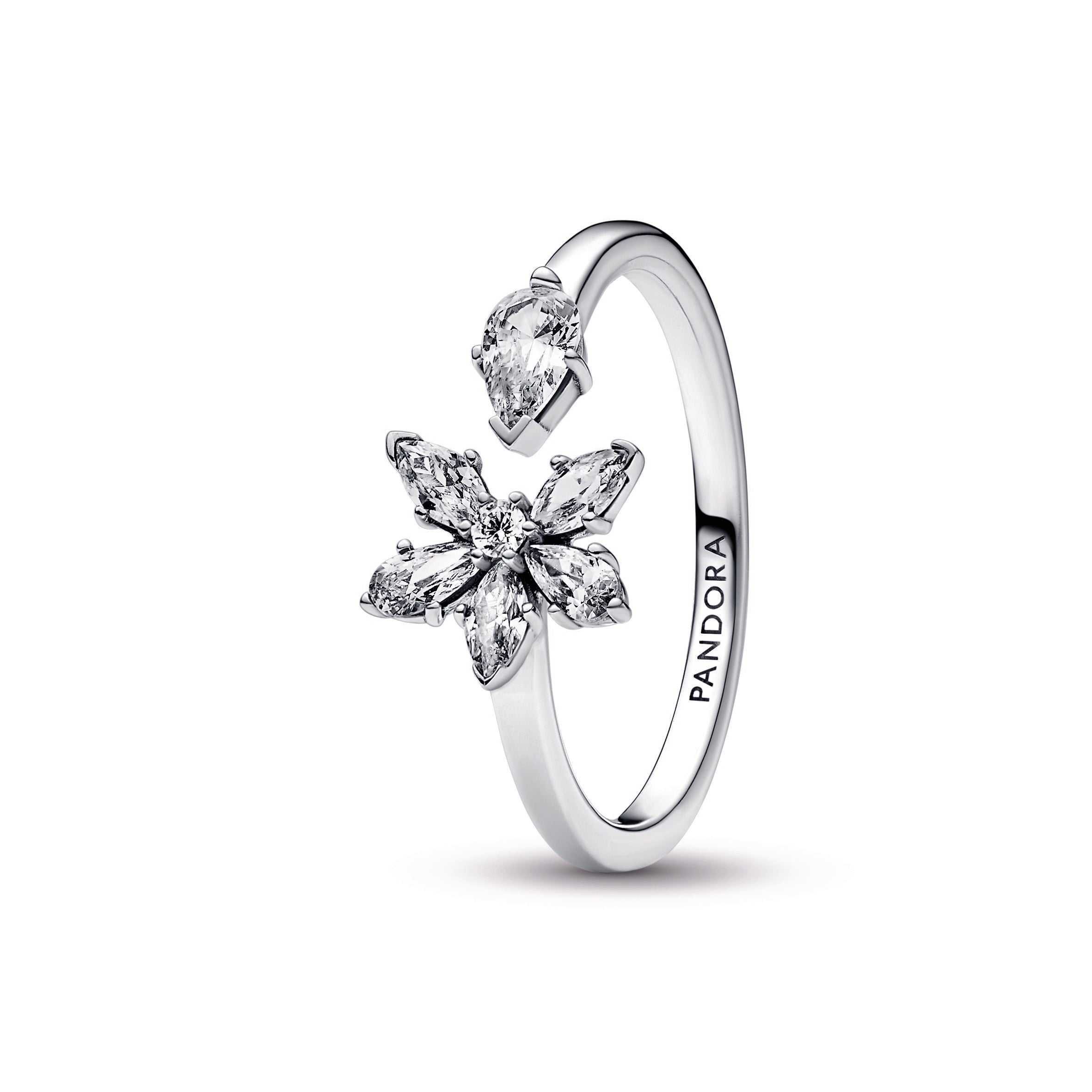 Pandora Sparkling Herbarium Cluster Open Ring