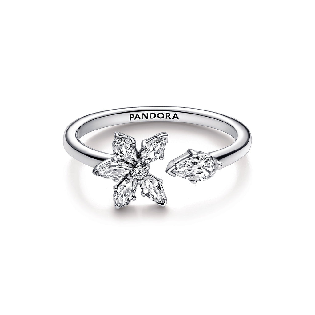 Pandora Sparkling Herbarium Cluster Open Ring