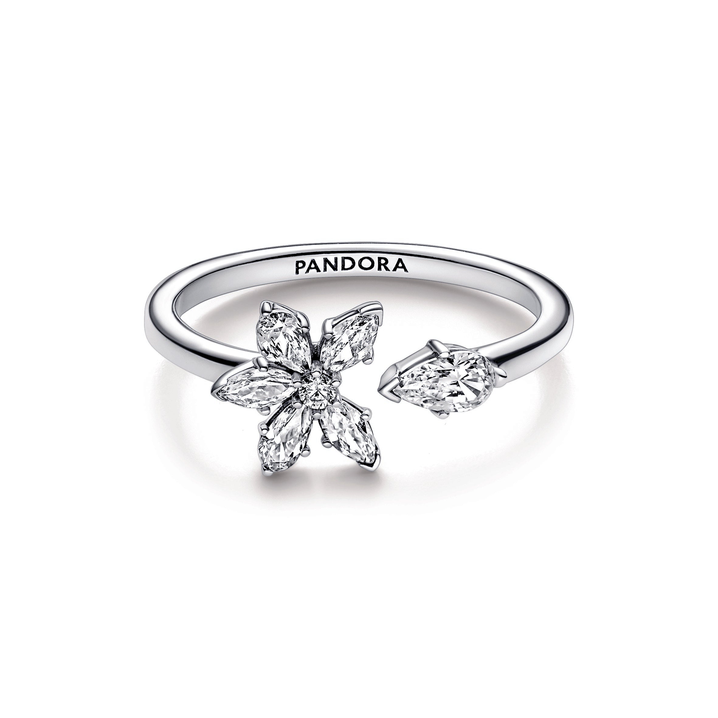Pandora Sparkling Herbarium Cluster Open Ring