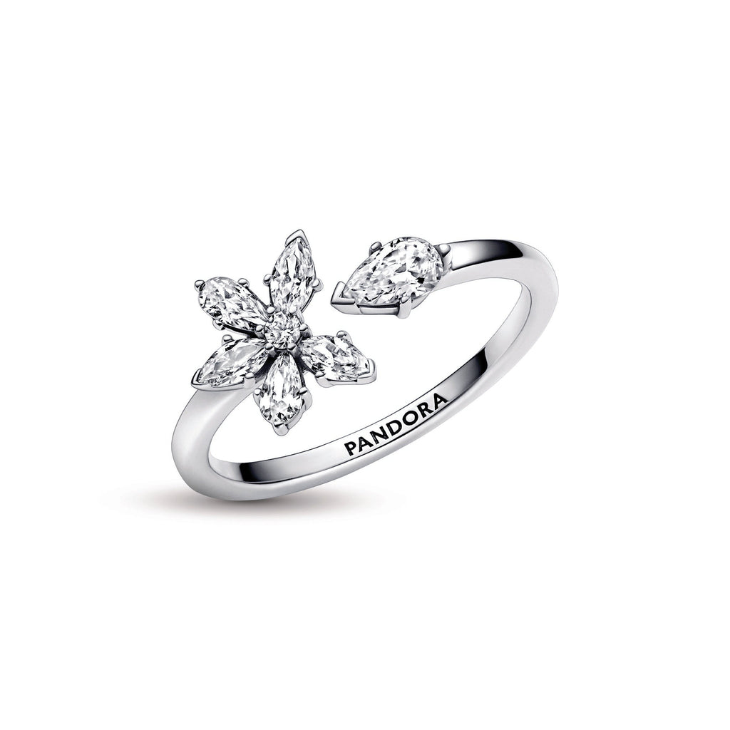 Pandora Sparkling Herbarium Cluster Open Ring