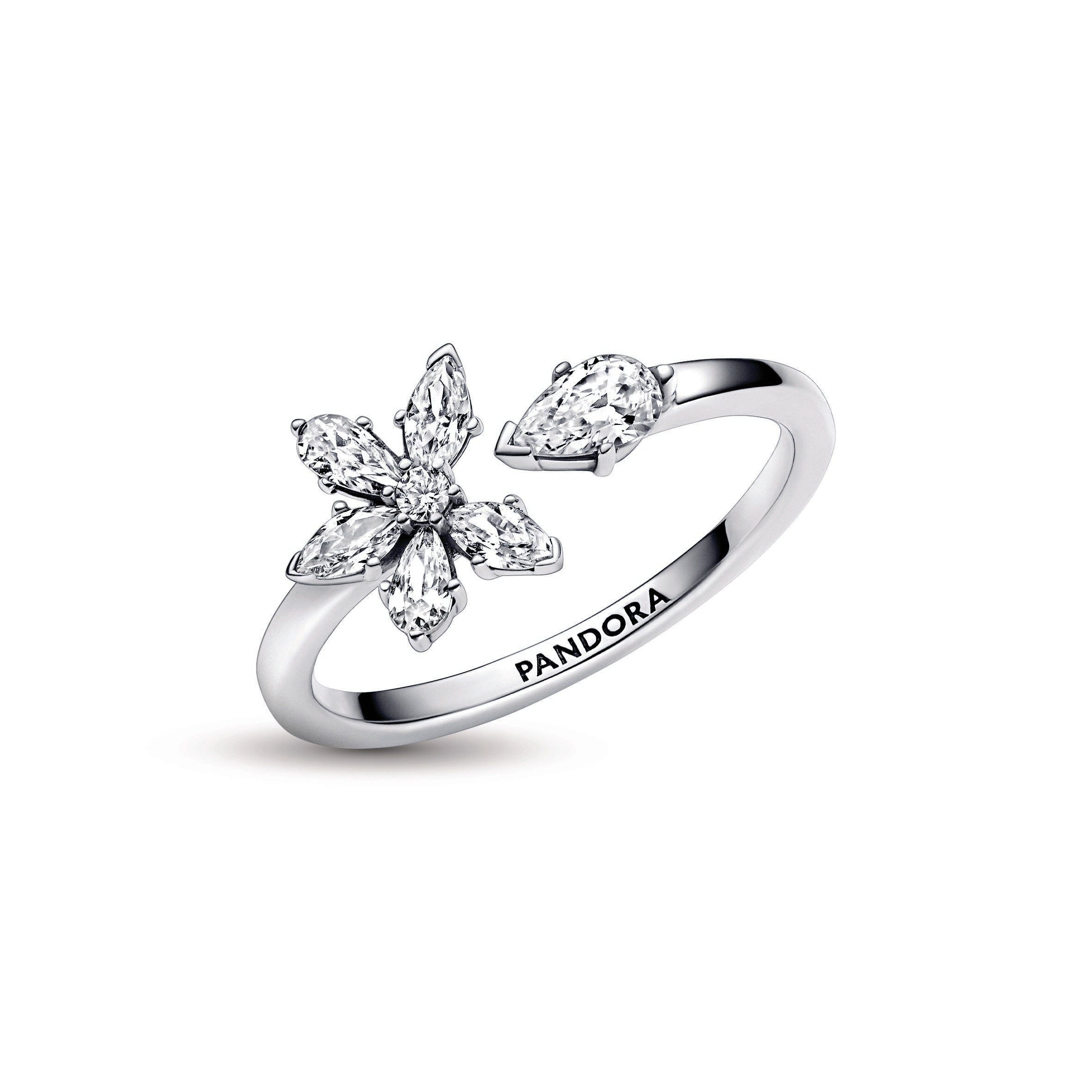 Pandora Sparkling Herbarium Cluster Open Ring