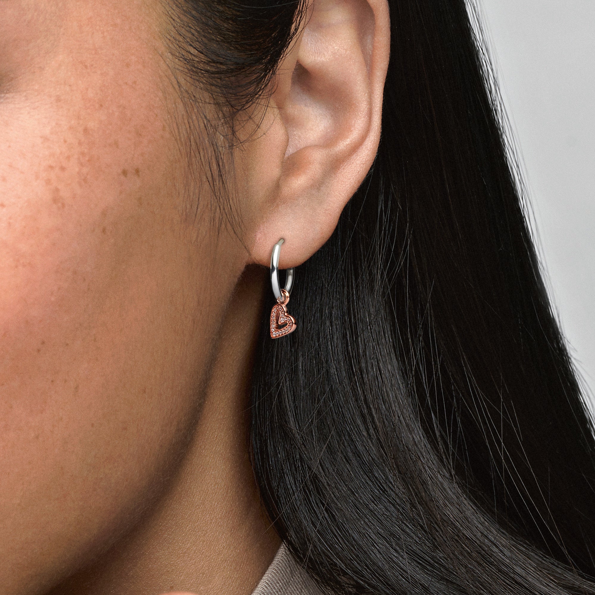 Pandora Sparkling Freehand Heart Hoop Earrings
