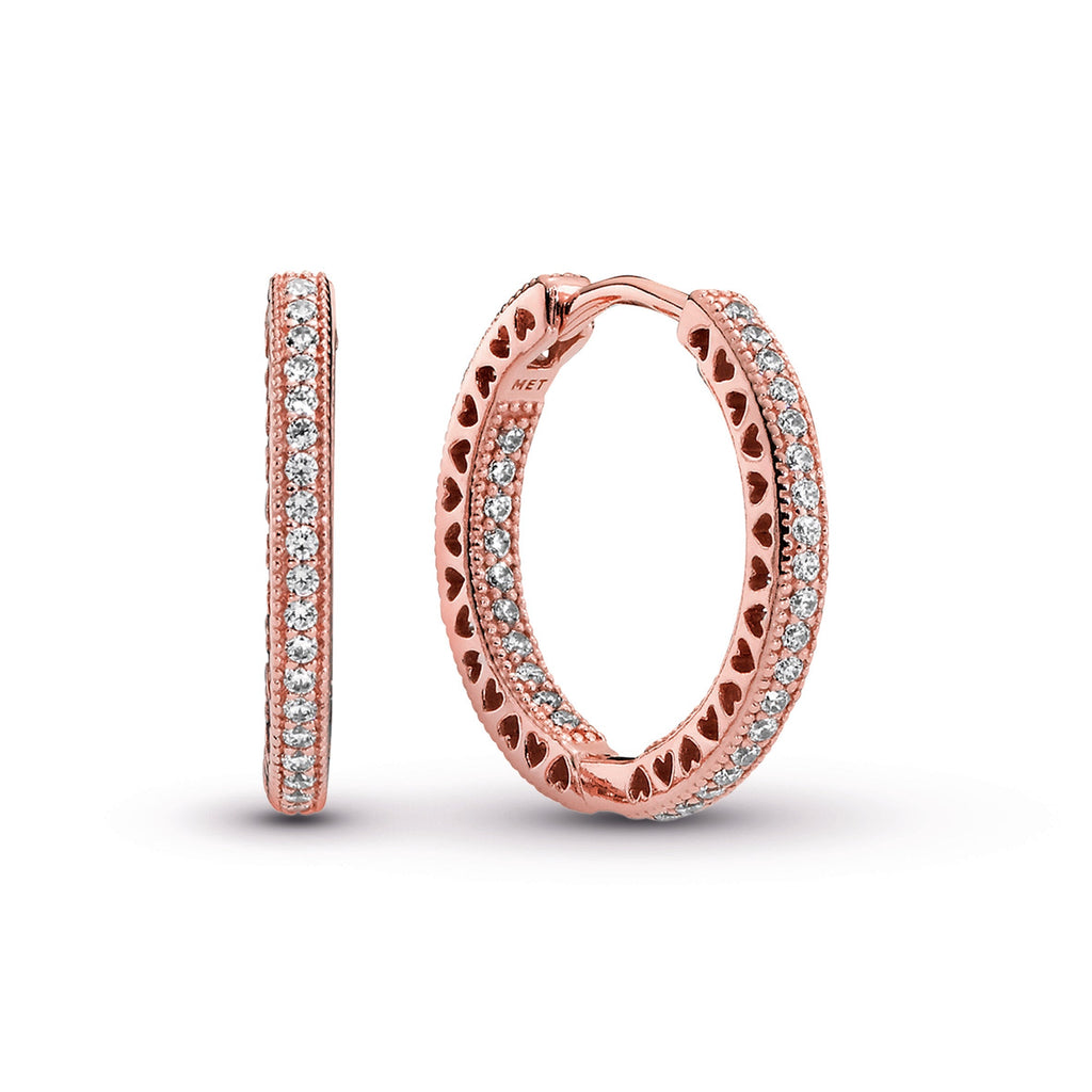 Pandora Sparkle & Hearts Hoop Earrings