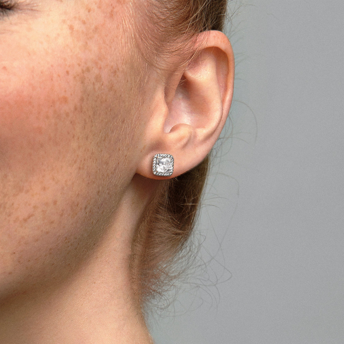 Pandora Square Sparkle Halo Stud Earrings