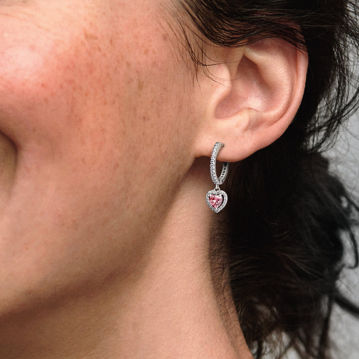 Pandora Sparkling Halo Heart Hoop Earrings