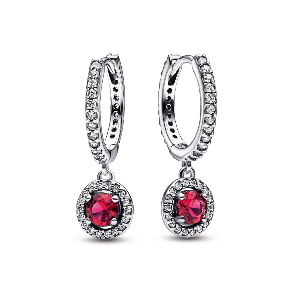 Pandora Red Round Sparkling Hoop Earrings