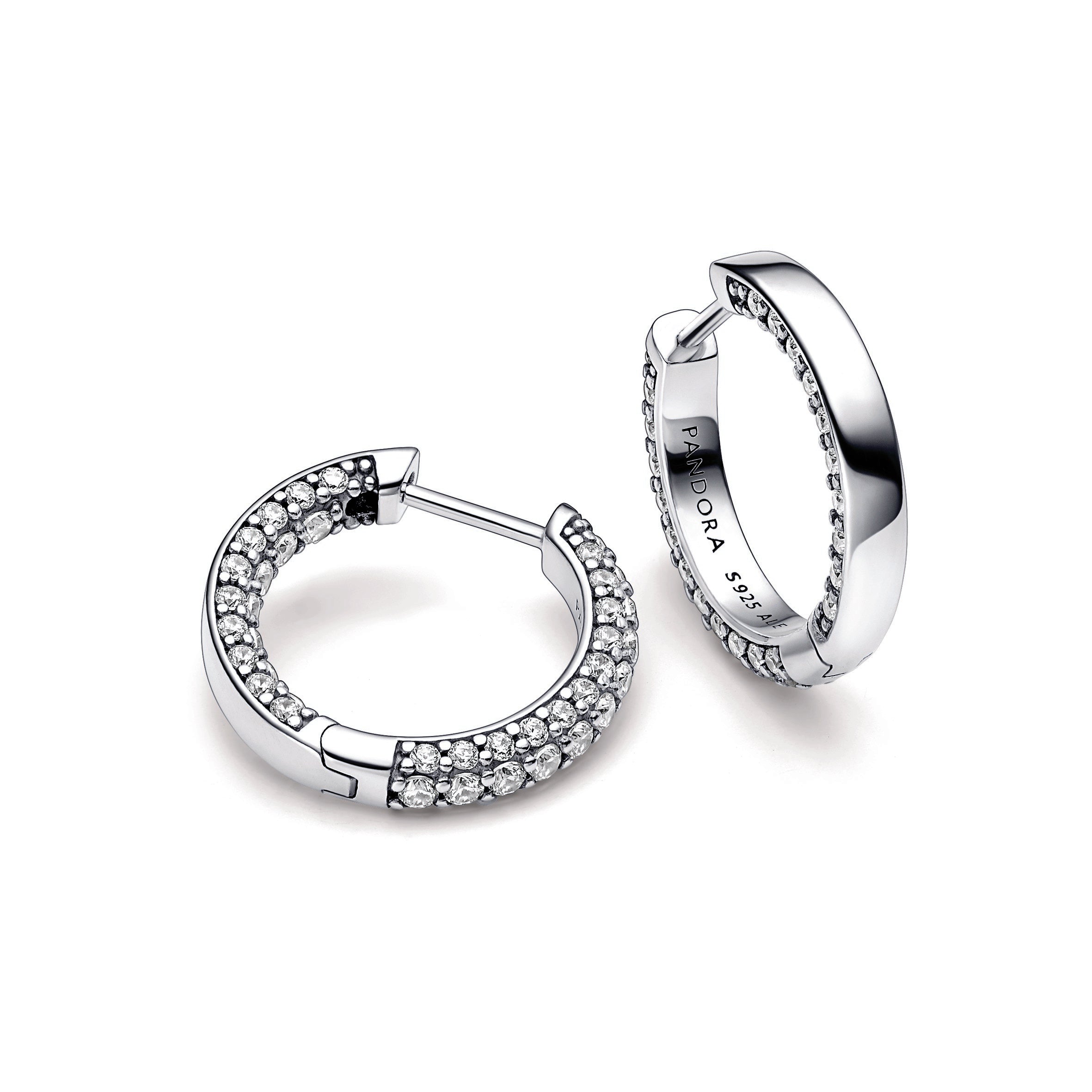 Pandora Timeless Pave Single-row Hoop Earrings
