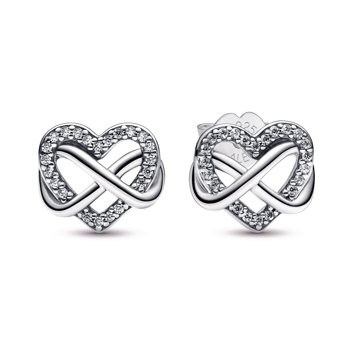 Pandora Sparkling Infinity Heart Stud Earrings