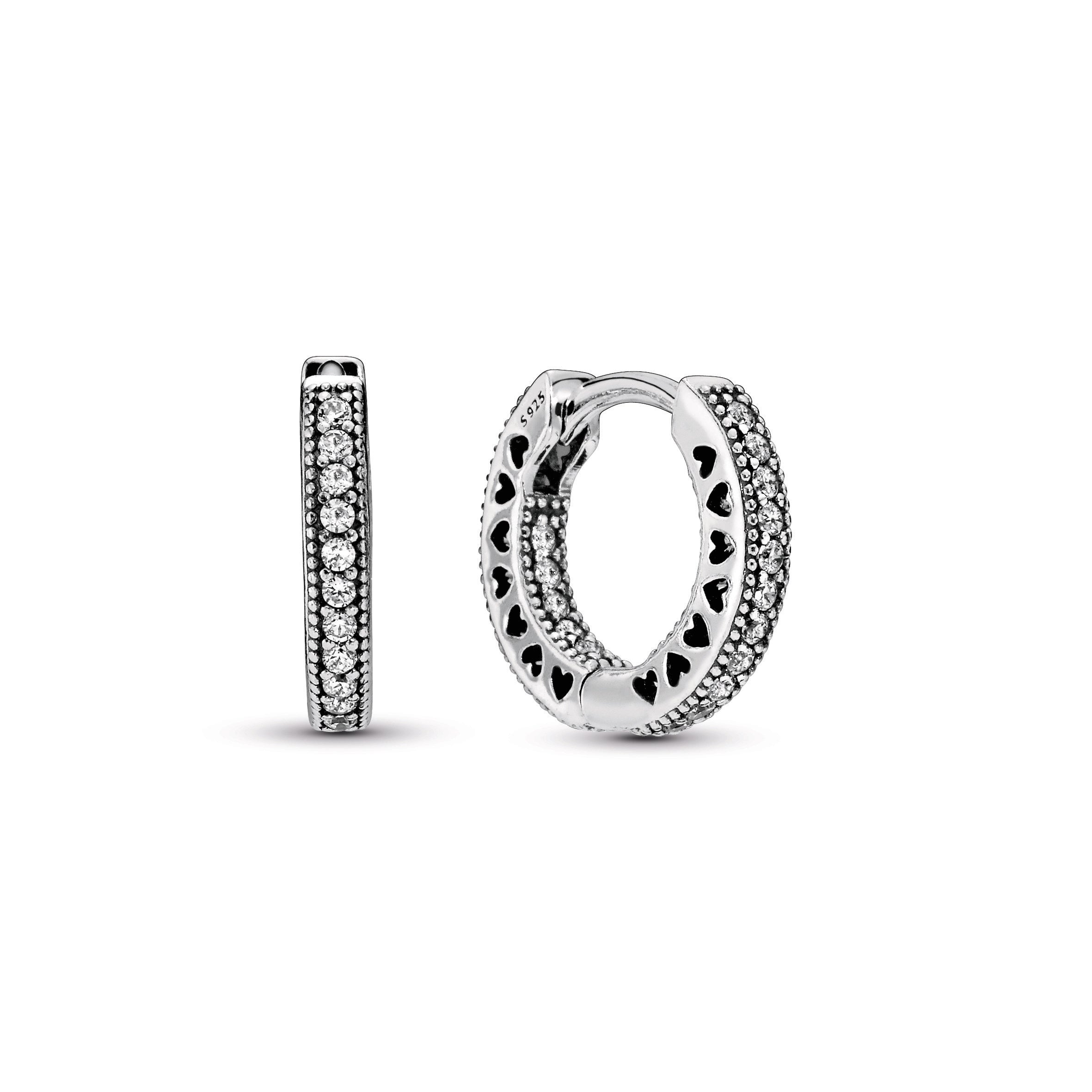 Pandora Pave Heart Hoop Earrings