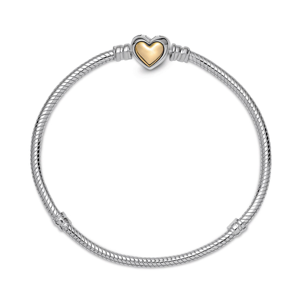 Pandora Domed Golden Heart Clasp Snake Chain Bracelet