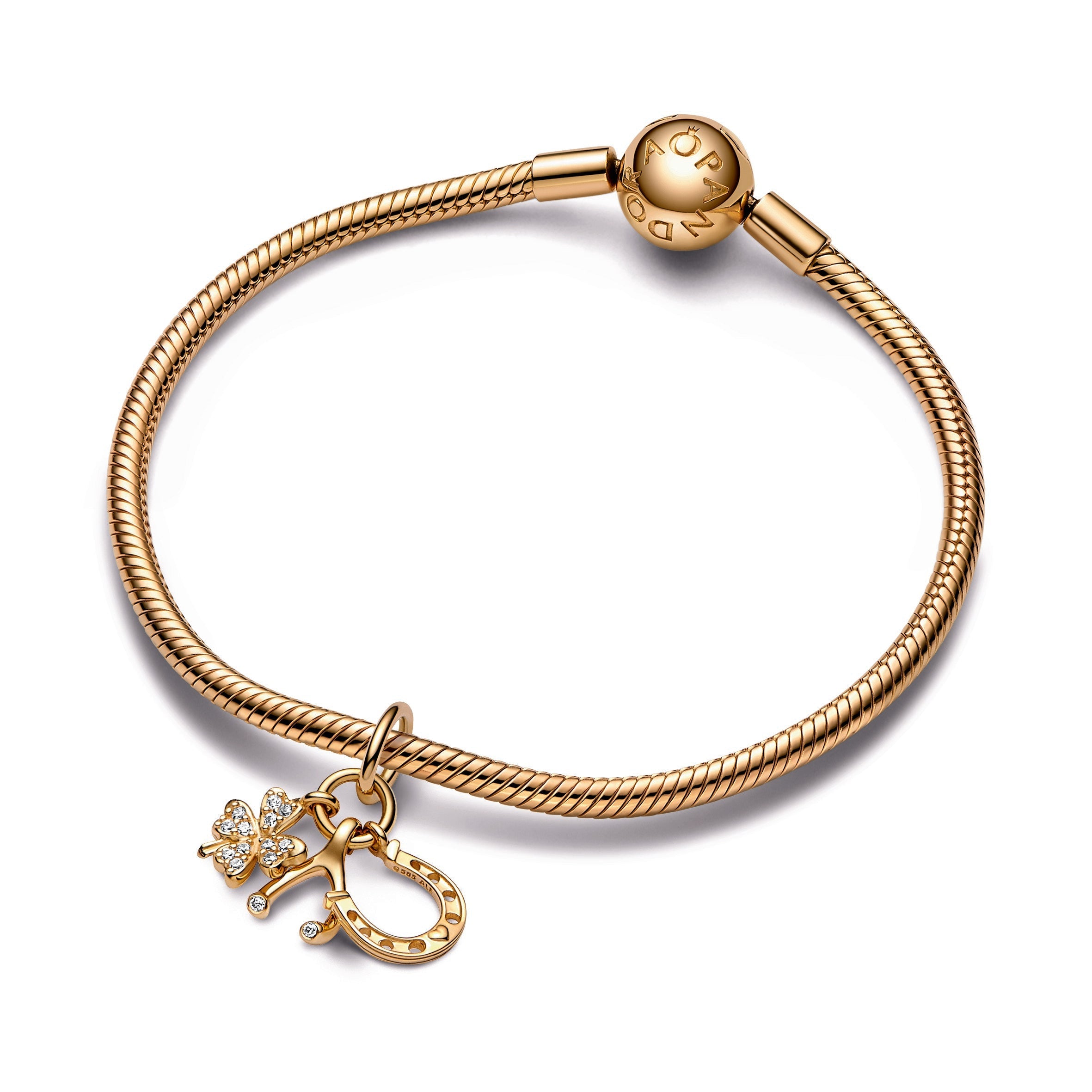 Pandora Lucky Clover, Wishbone & Horseshoe Dangle Charm
