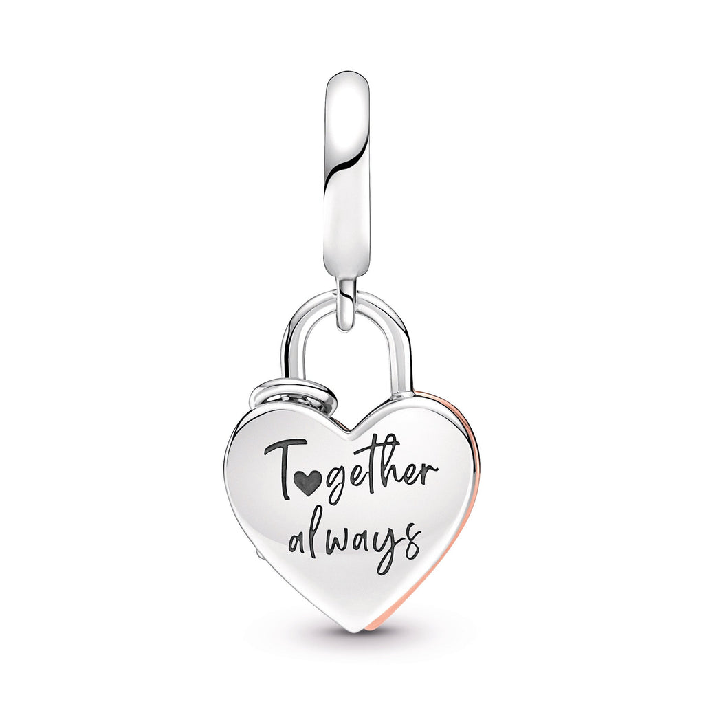 Pandora Heart Padlock Double Dangle Charm