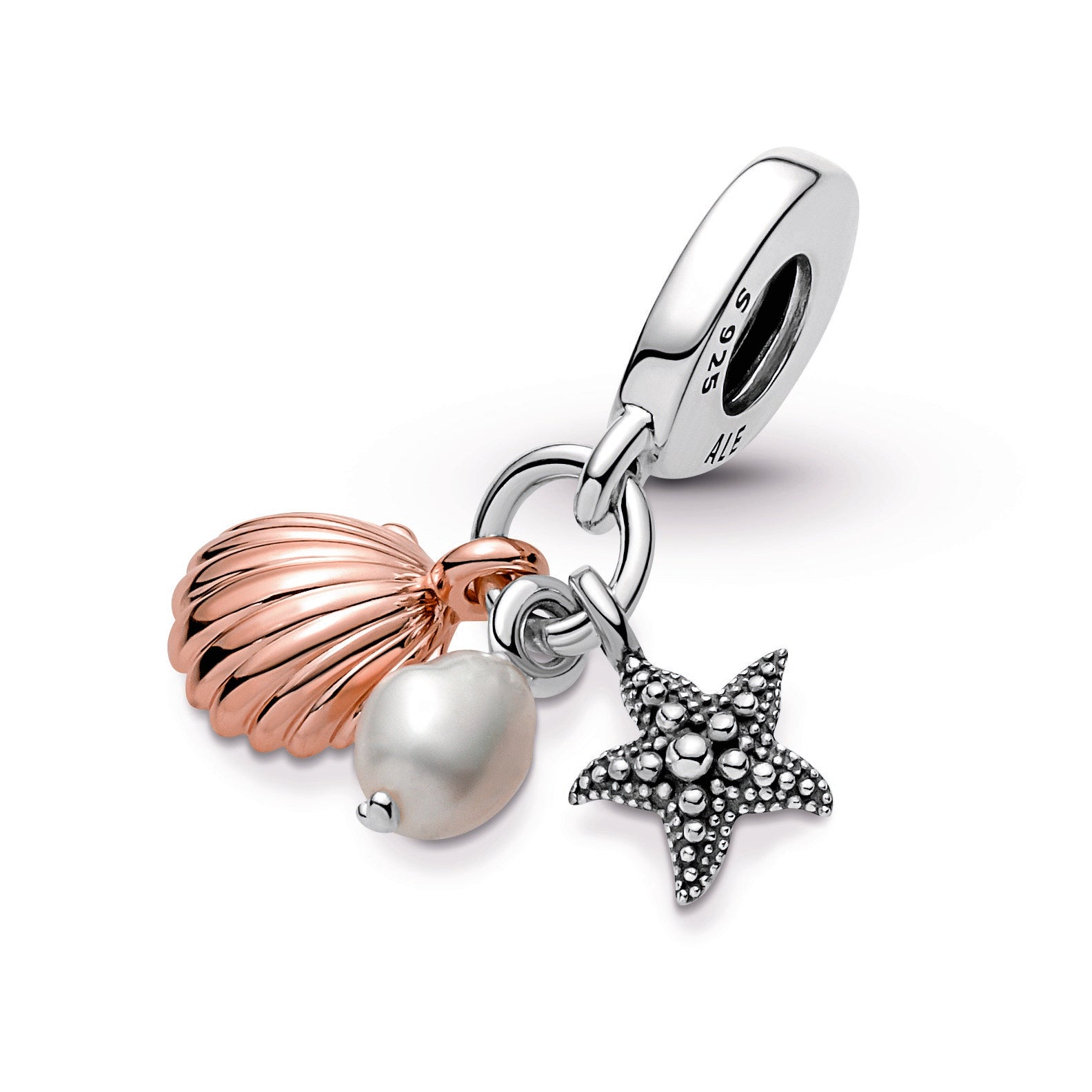 Pandora Freshwater Pearl, Starfish & Shell Triple Dangle Charm