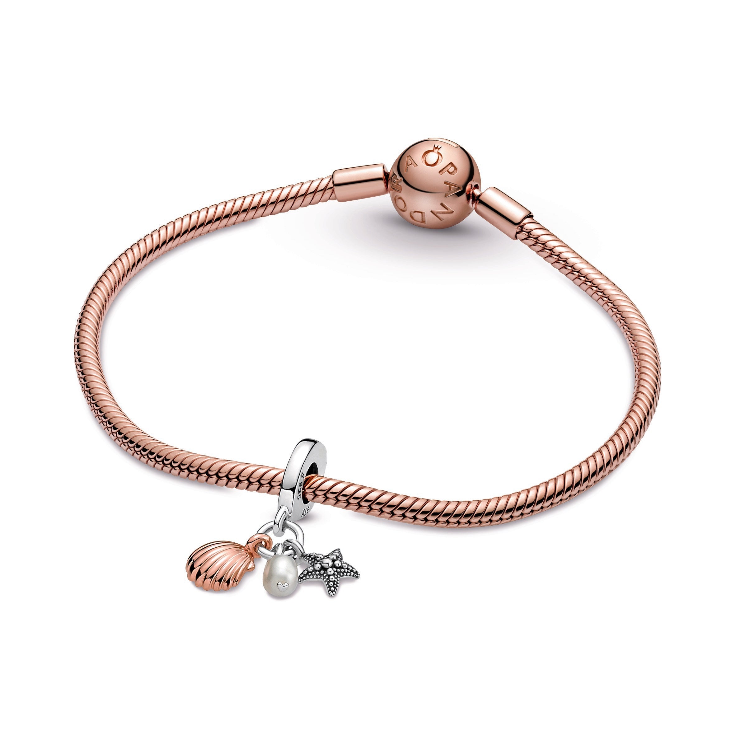 Pandora Freshwater Pearl, Starfish & Shell Triple Dangle Charm