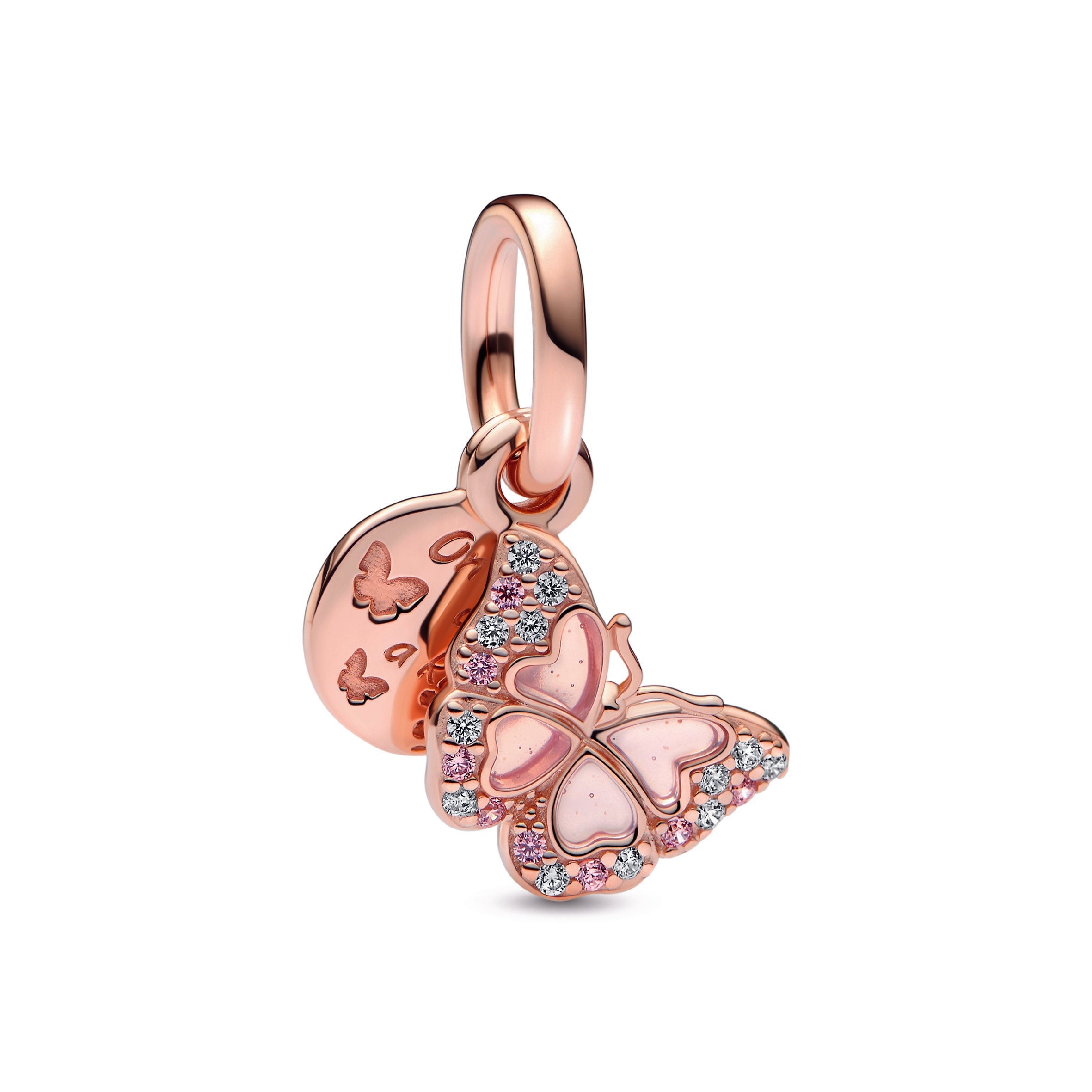 Pandora Pink Butterfly & Quote Double Dangle Charm