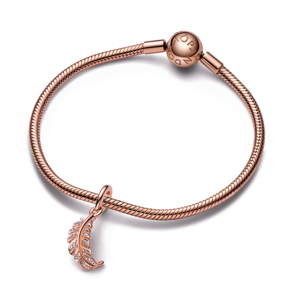 Pandora Floating Curved Feather Dangle Charm