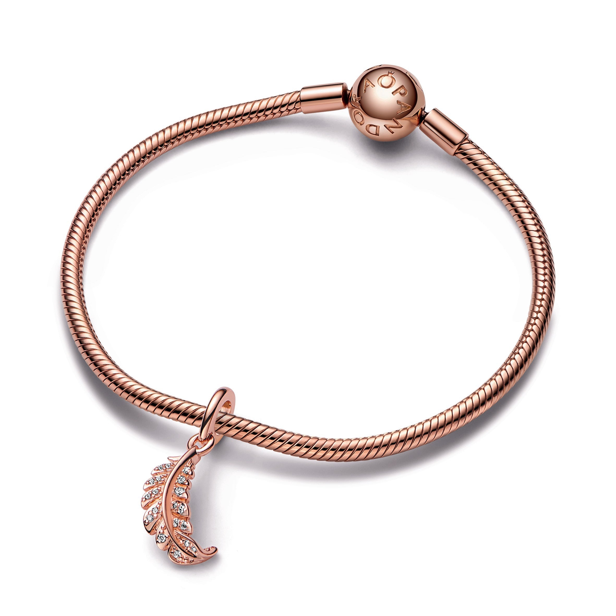 Pandora Floating Curved Feather Dangle Charm