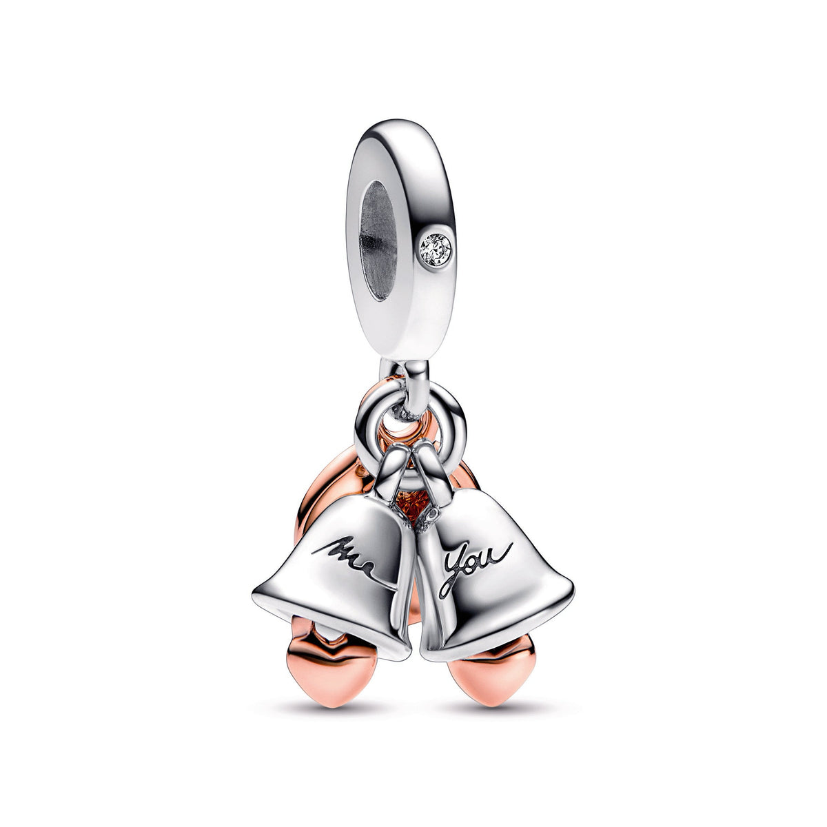 Pandora Two-Tone Wedding Bells Double Dangle Charm