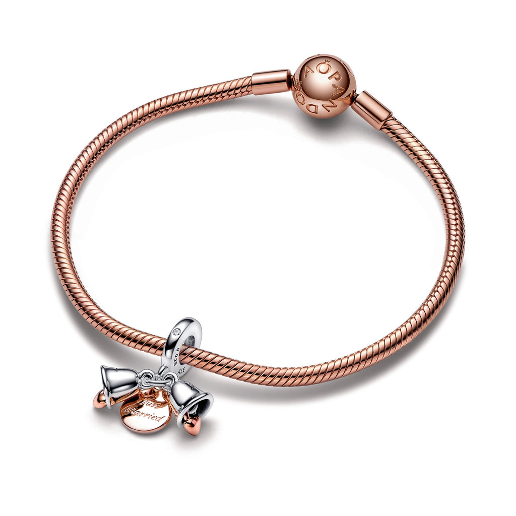 Pandora Two-Tone Wedding Bells Double Dangle Charm